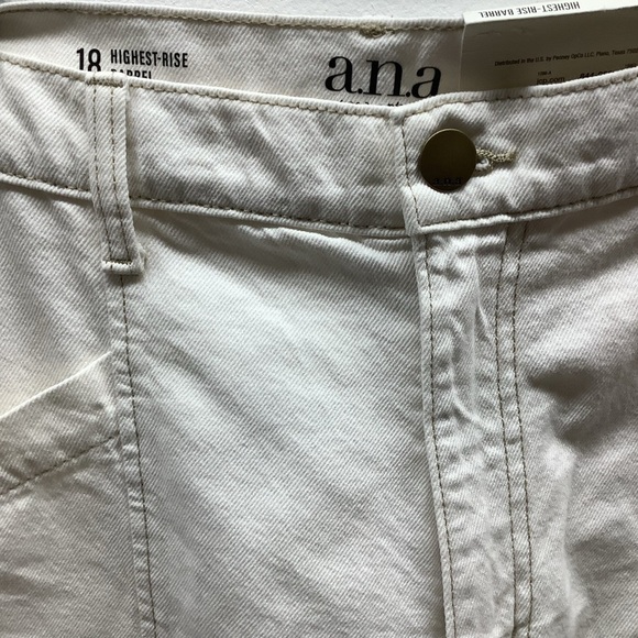 a.n.a Size 18 Ecru Highest Rise Barrel Pants. New With Tags - Picture 4 of 9